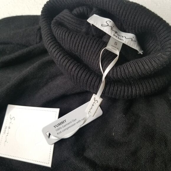 SIONI 3D Flower Sleeve Black Turtleneck Sweater Small Bloomcore Fairy Whimsigoth - Picture 4 of 11